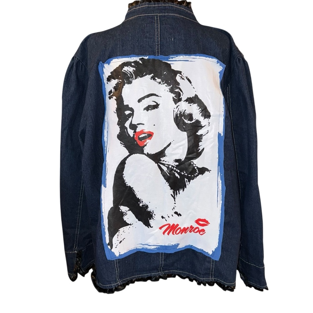 UPCYCLED REWORKED DENIM Jean Jacket M. Monroe Plus Size Denim Jacket Size 2X